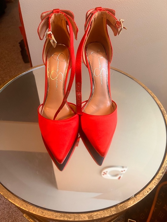 Jessica Simpson Shoes - Jessica Simpson Red Pointed Toe Ankle Strap Heels